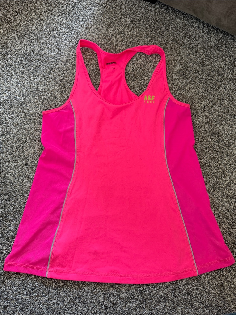 Abercrombie women’s neon pink mesh panel tank size large